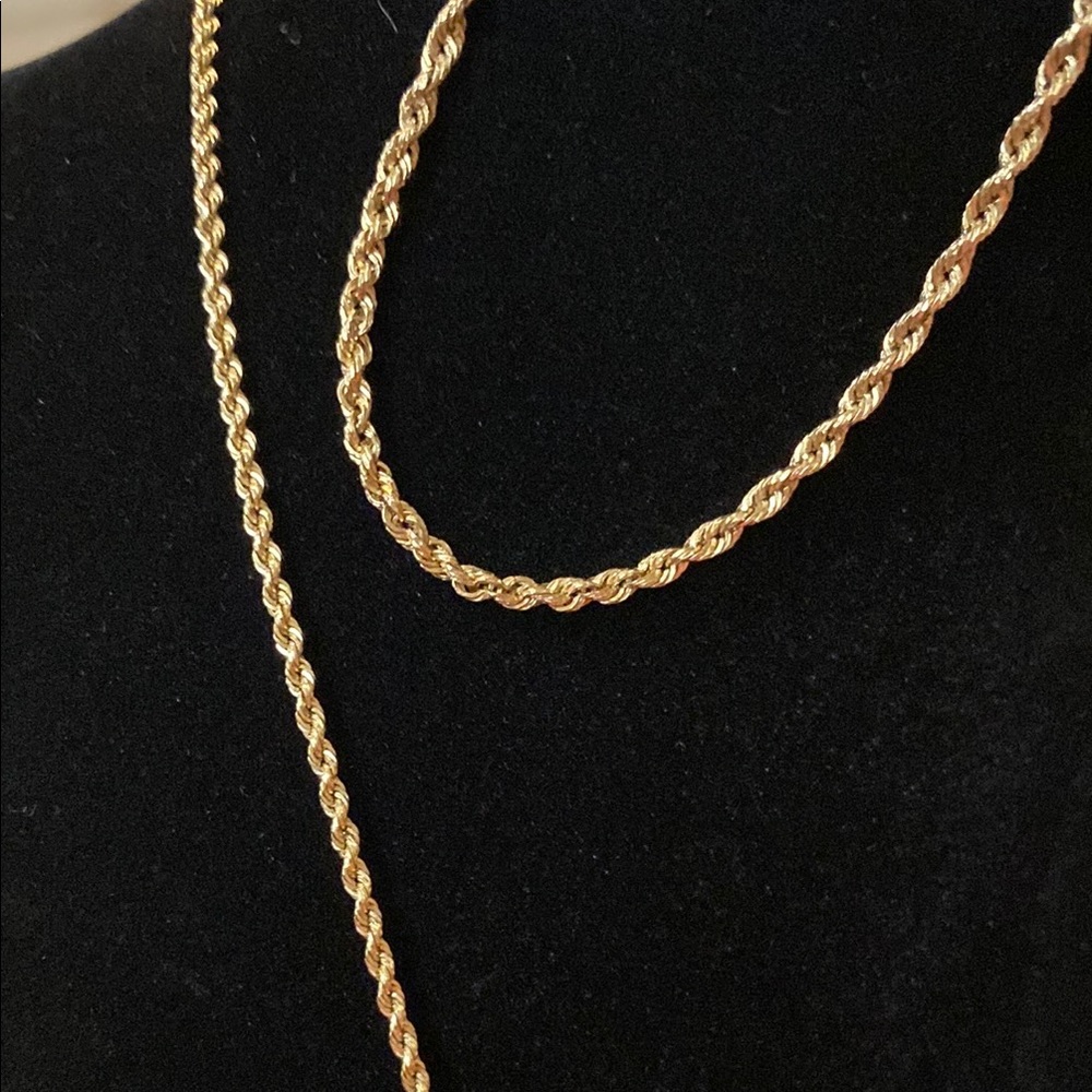Elegant 10k Solid Gold Rope Necklace Set - image 5